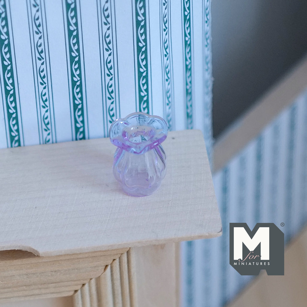 1:12 Scale Miniature Glass Vase with Flared Rim, 13/16 inch tall, DIY Dollhouse Supply (lavender)