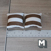 Dollhouse Cushions Miniature Sofa Pillows Set of 2 (beige and brown) - H050