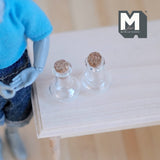 Dollhouse Miniature Glass Flask Wine Decanter Set of 2 , 1:12 Scale 7/8 inch tall B035