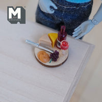 Miniature Wine Cheese and Grapes Set Dollhouse Wine and Food (fixed set) 1 inch tall - H021