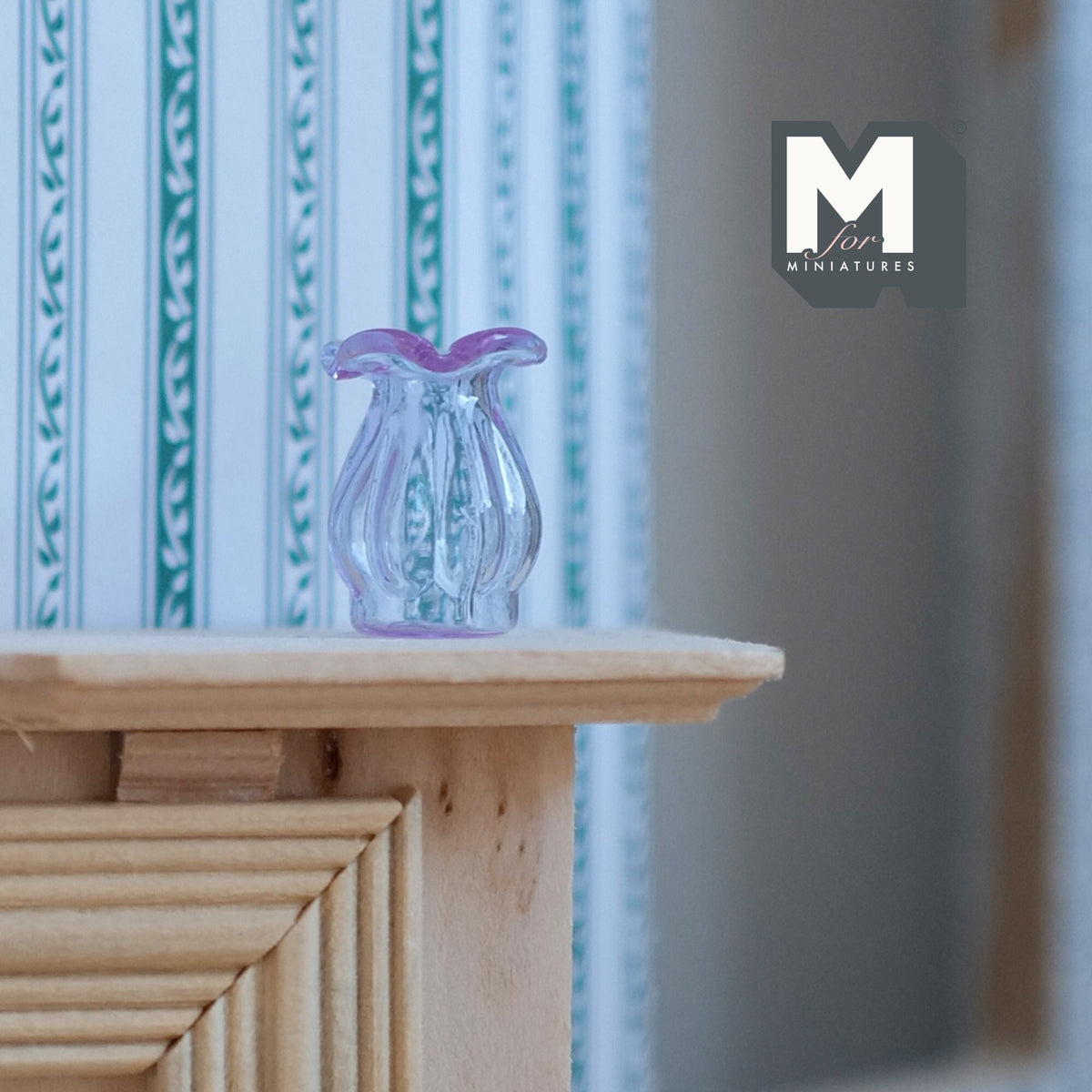 1:12 Scale Miniature Glass Vase with Flared Rim, 13/16 inch tall, DIY Dollhouse Supply (lavender)