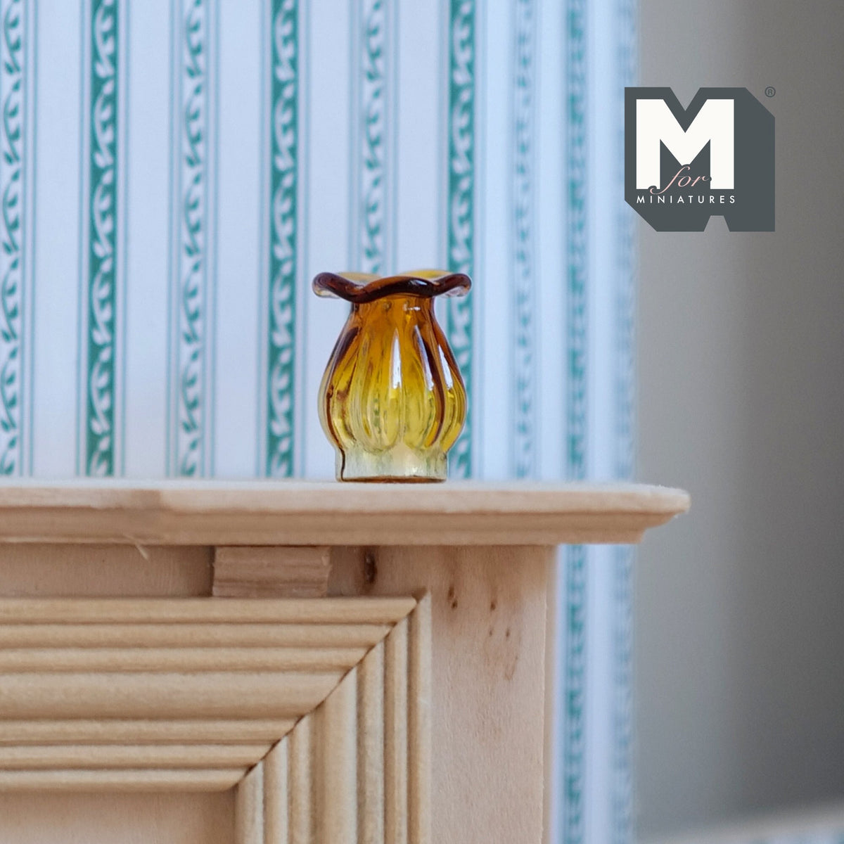 1:12 Scale Miniature Glass Vase with Flared Rim, 13/16 inch tall, DIY Dollhouse Supply (amber)