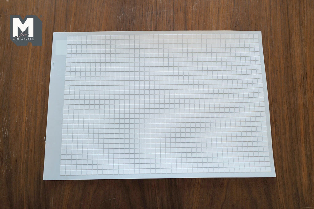 1:12 Scale Miniature White Square Tile Embossed Vinyl Sheet, 3/8 inch Tiles, 15-3/8 x 10-7/8 inch, DIY Dollhouse Supply