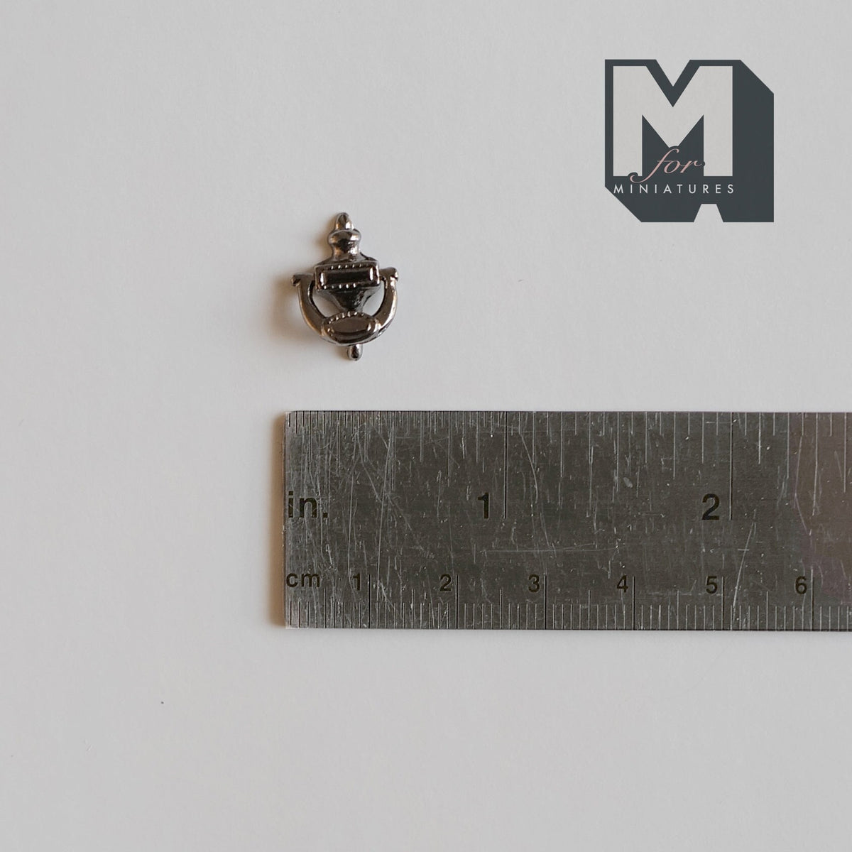1:12 Scale Miniature Dollhouse Metal Door Knocker, 11/16 inch tall (gray)