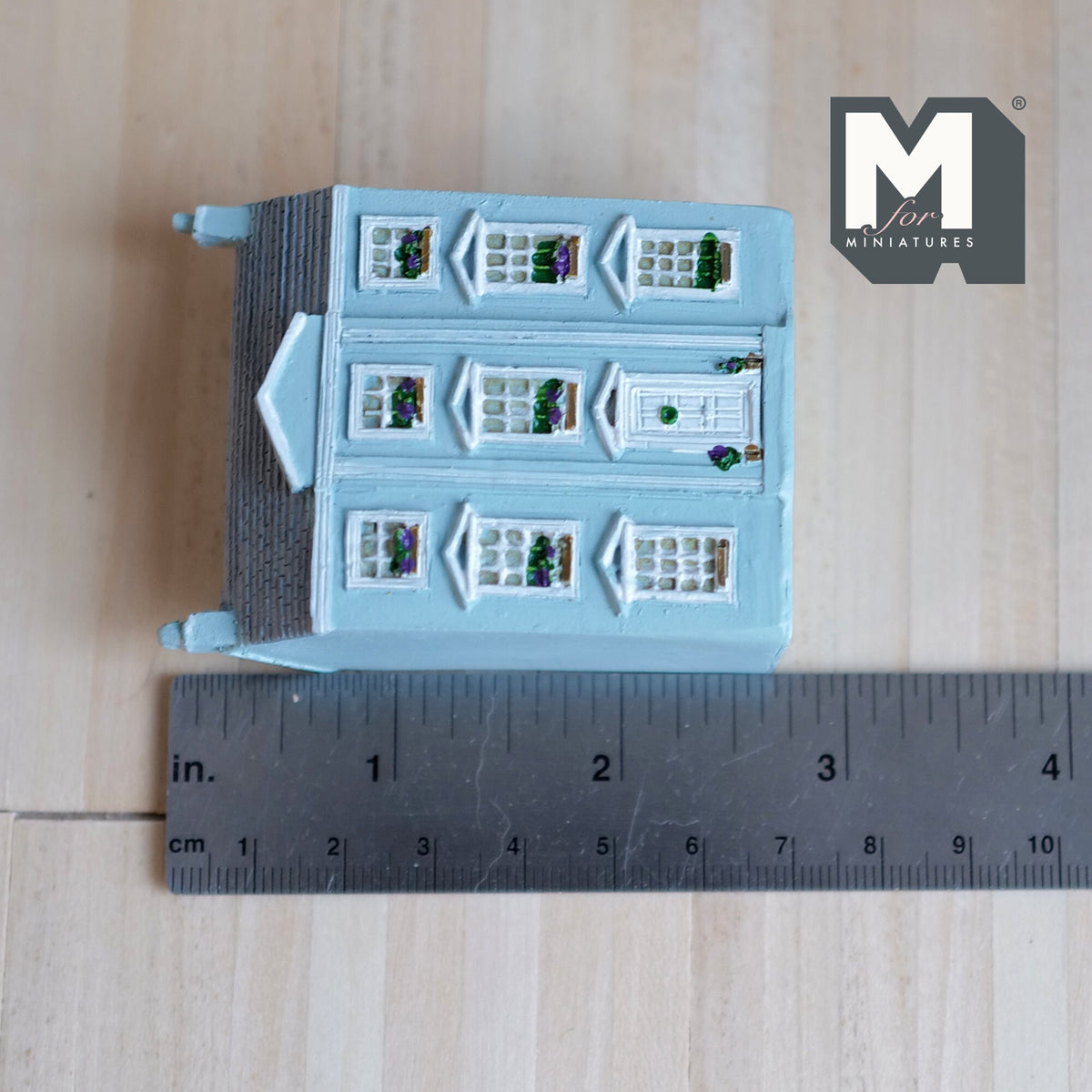 1:144 Scale Miniature Resin Georgian Dollhouse Model, House in a House, 2-11/16 inch tall, DIY Dollhouse Supply (light blue)