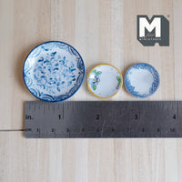 Miniature Ceramic Plates 1:12 Scale Dollhouse Kitchen Accessories Large Fruit Plate 1-9/16 inch (Dia.) - A061