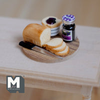 1:12 Scale dollhouse miniature breakfast, bread jam and tray miniature loaf of bread breakfast set - E046