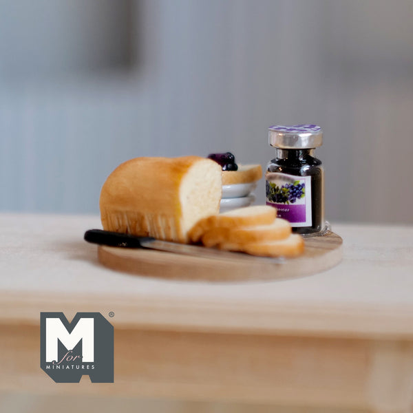 1:12 Scale dollhouse miniature breakfast, bread jam and tray miniature loaf of bread breakfast set - E046