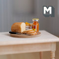1:12 Scale Miniature Bread Loaf with Jam and Knife on Round Board, 1-9/16 inch dia., DIY Dollhouse Supply (non edible)