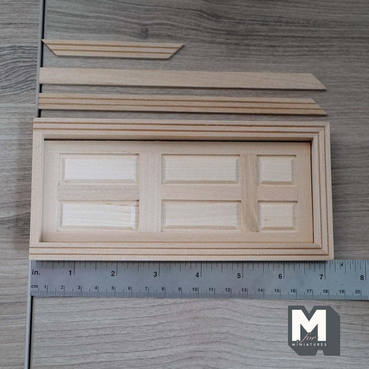 1:12 Scale Miniature Wood Classic 6 Panel Interior Door with Back Trim, 7-1/16 inch high, DIY Dollhouse Supply