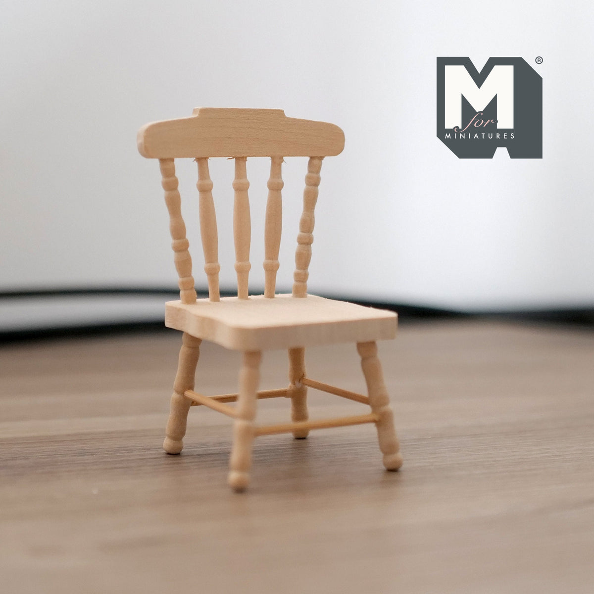 1:12 Scale Miniature Unpainted Wood Windsor Spindle Back Dining Chair, 3-1/8 inch tall, DIY Dollhouse Supply
