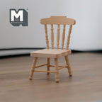 1:12 Scale Miniature Unpainted Wood Windsor Spindle Back Dining Chair, 3-1/8 inch tall, DIY Dollhouse Supply
