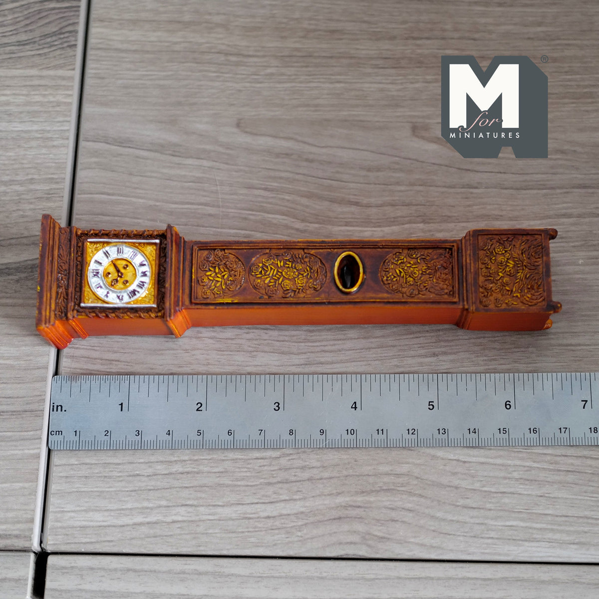 1:12 Scale Miniature Grandfather Clock, Pendulum Window, 6-5/16 inch tall, DIY Dollhouse Supply (cast resin)