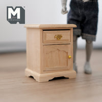 Unpainted Dollhouse Nightstand 1:12 Scale Miniature Bedroom Furniture Unfinished Bedside Table Night Table Bedside Cabinet - I030