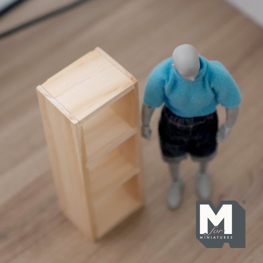 1:12 Scale Miniature Unpainted Wood Cube Shelf Unit, 3 x 1, 4-15/16 inch tall, DIY Dollhouse Supply (beige)