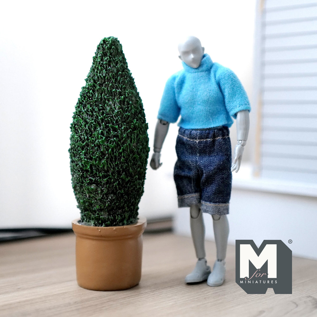 Miniature Topiary Plant with Round Base Pot 1:12 Scale Dollhouse Supplies Garden Tree 5-11/16 inch tall - B018