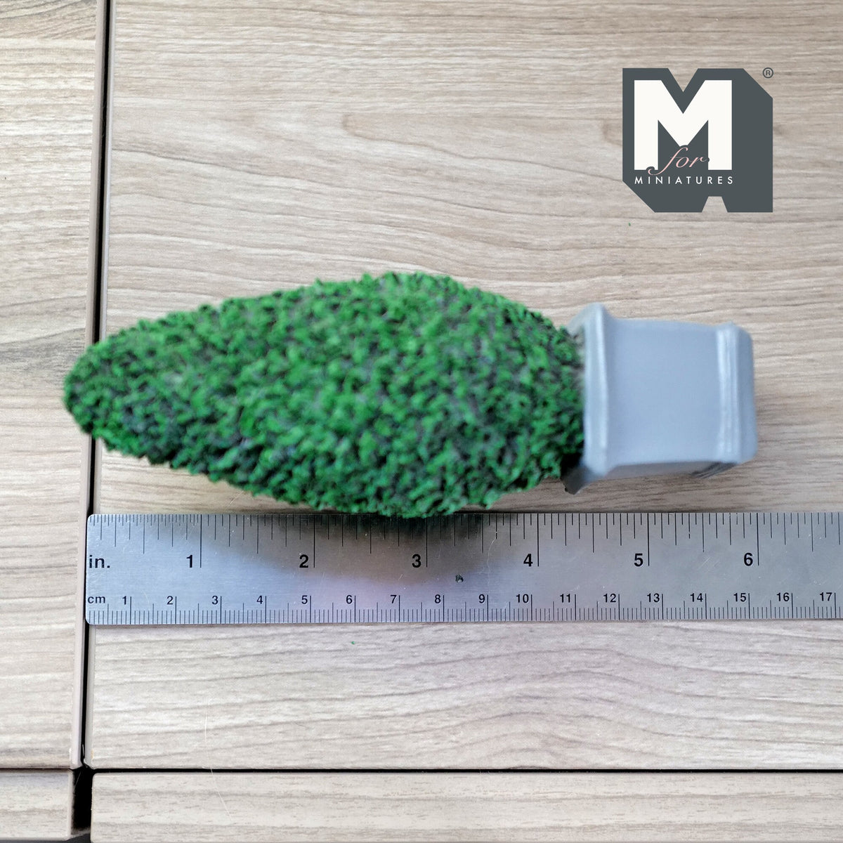 Miniature Topiary Plant with Square Base Pot 1:12 Scale Dollhouse Garden Tree 5-13/16 inch tall - B018