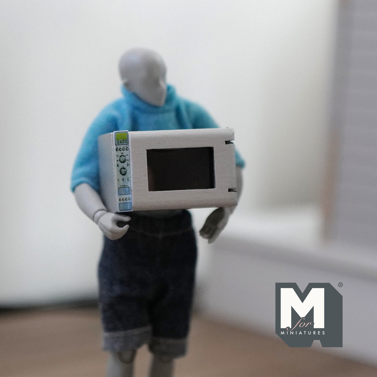 1:12 Scale Miniature Microwave Oven with Opening Door, 1-1/2 inch wide, DIY Dollhouse Supply (silver gray)