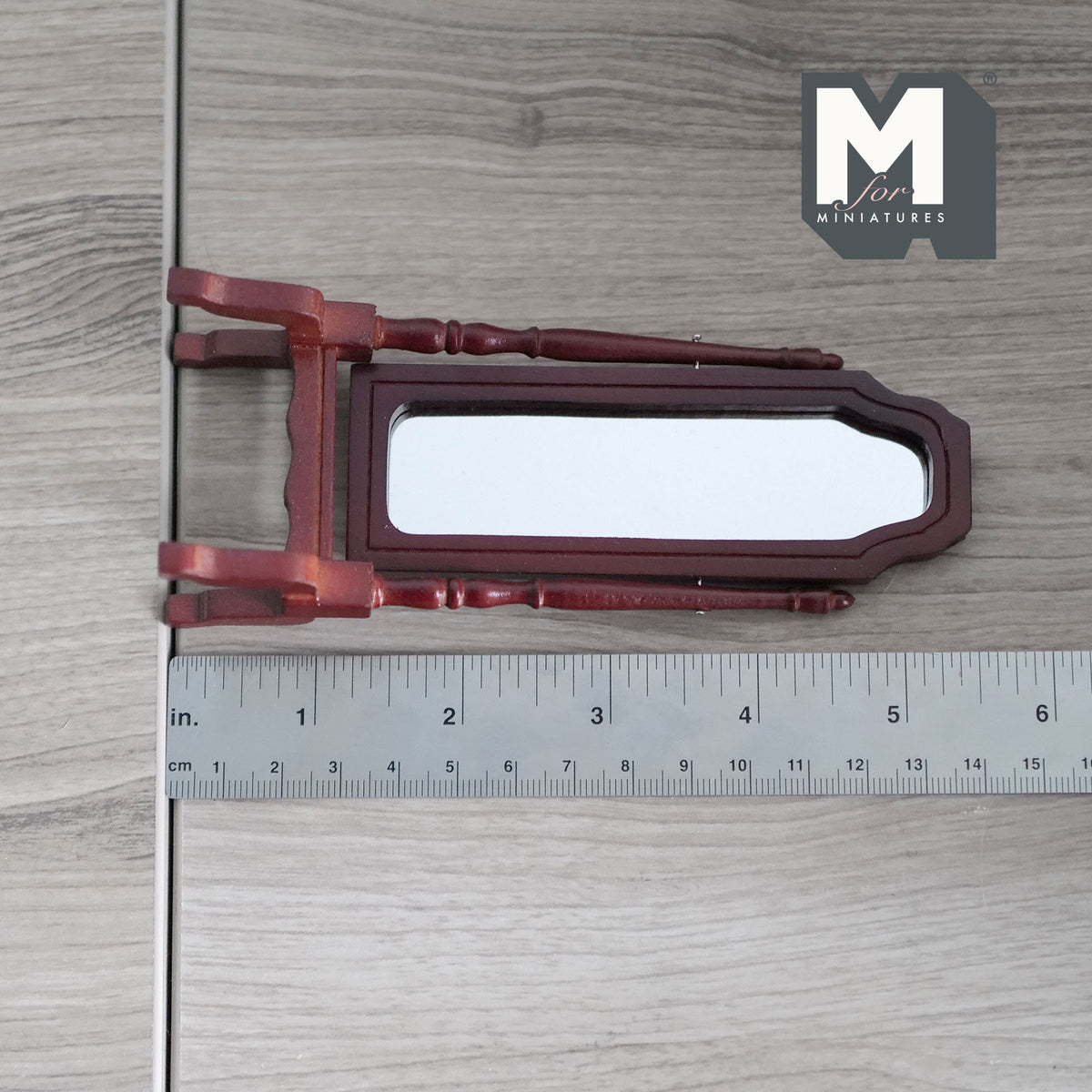 1:12 Scale Miniature Full Length Cheval Mirror, Free Standing, 5-3/8 inch tall, DIY Dollhouse Supply (wood) (mahogany)