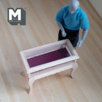1:12 Scale Miniature Unpainted Wood Jewelry Display Table, Clear Cover, 2-5/8 inch tall, DIY Dollhouse Supply