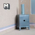 Schaal 1:12 miniatuur retro houtkachel met schoorsteen, 4-3/16 inch hoog, DIY-poppenhuisbenodigdheden (gegoten hars)