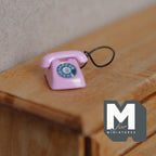 1:12 Scale Miniature Metal Rotary Dial Telephone, 5/8 inch wide, DIY Dollhouse Supply (pink)