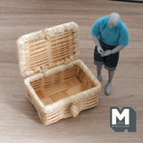 Dollhouse Linen Hamper 1:12 Scale Miniature Bamboo Rattan Linen Basket Storage 3-9/16 inch long - H027