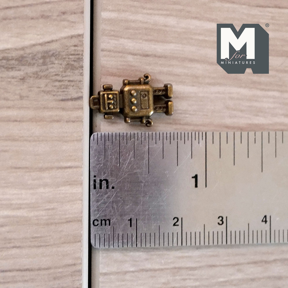 1:12 Scale Miniature Metal Retro Robot Figurine, 11/16 inch tall, DIY Dollhouse Supply (antique bronze)