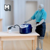 Miniature Rice Cooker with Power Cord and Plug 1:9 Scale Cooker with Fixed Cover and Handle  1-3/4 inch long - A011