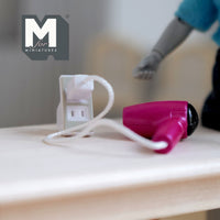 Miniature Large Size Hair Dryer Power Cord Power Outlet 1:12 Scale Dollhouse Bathroom Accessories (plastic) (non-working) - F042