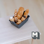 1:12 Scale Miniature Bread Basket with Assorted Breads, Set of 8, 1-3/4 inch long, DIY Dollhouse Supply