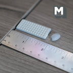 Clavier et souris d'ordinateur miniatures à l'échelle 1:12, lot de 2, 4,1 cm de long, fournitures pour maison de poupée DIY (blanc) (non fonctionnel)