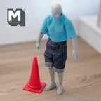 1:12 Scale Miniature Traffic Cone with Square Base, 2-5/16 inch tall, DIY Dollhouse Supply (red)