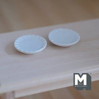 1:12 Scale Miniature Ceramic Plates Set of 2 , 15/16 inch (Dia.) - A040