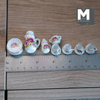 1:12 Scale Miniature Porcelain Tea Set, Red and Pink Flowers with Leaves, Set of 15, DIY Dollhouse Supply