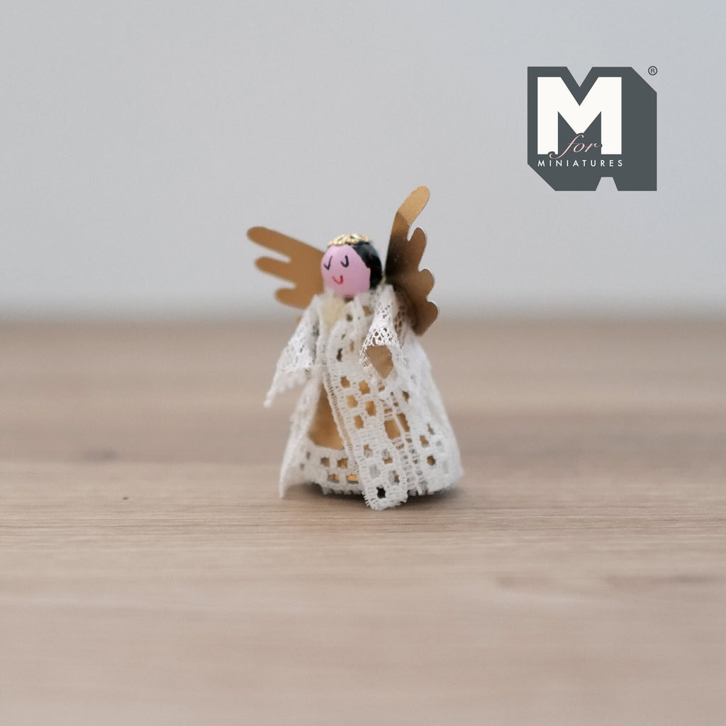 Dollhouse Supplies Christmas Tree Top Angel with Gold Wings 1:12 Scale Miniature Tree Topper - G052