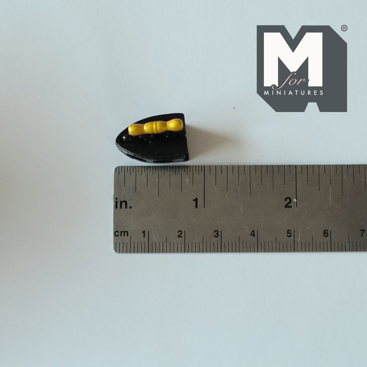 1:12 Scale Miniature Metal Classic Flat Iron with Gold Handle, 3/4 inch long, DIY Dollhouse Supply (black)