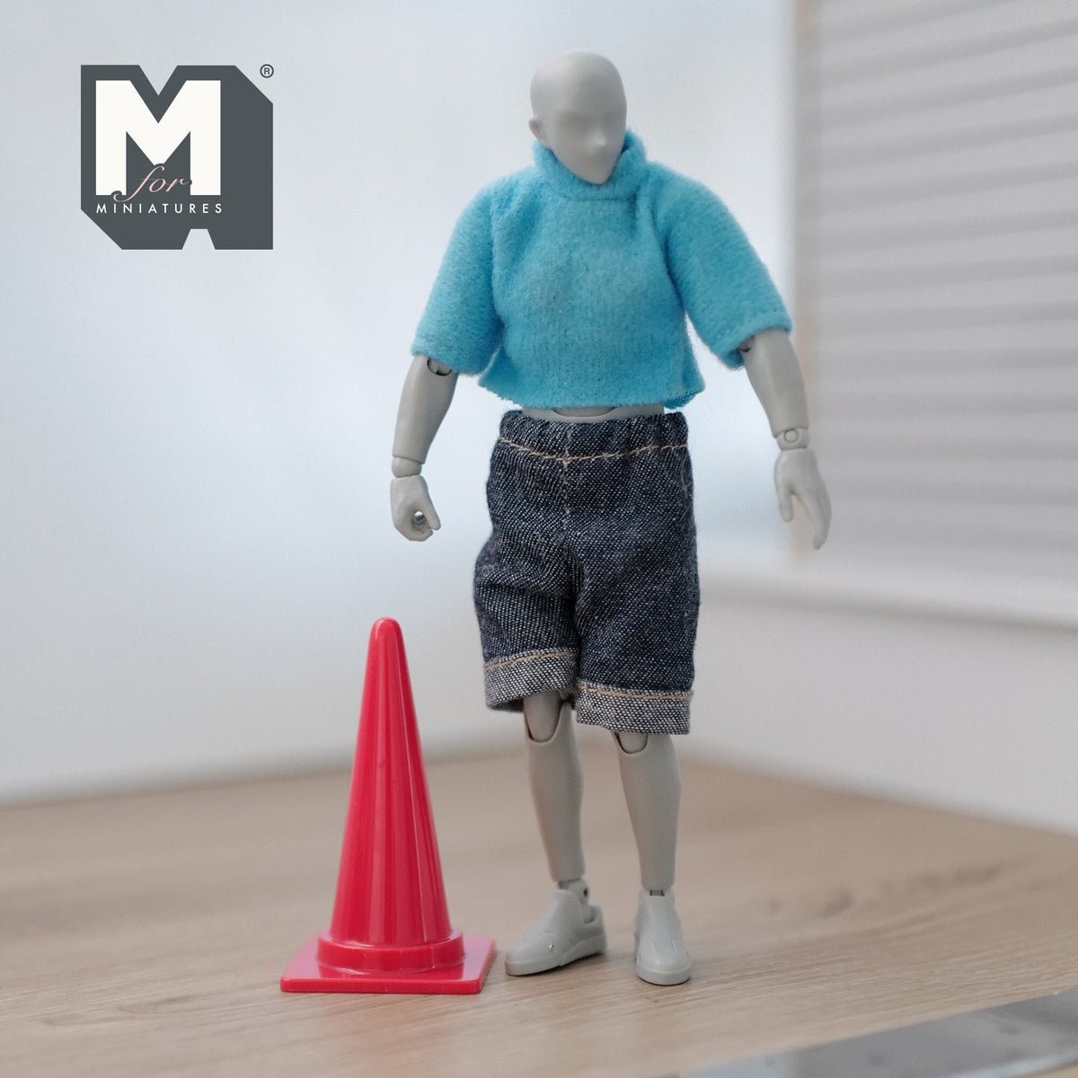 1:12 Scale Miniature Traffic Cone with Square Base, 2-5/16 inch tall, DIY Dollhouse Supply (red)