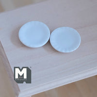 Miniature Round Plates Set of 2 Dollhouse 1:12 Scale Ceramic White Plates 13/16 inch (Dia.) - A040
