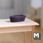 Miniatura in scala 1:12 cesto ovale in corda con manici, lungo 1-1/2 inch, accessori fai da te per casa delle bambole (viola)