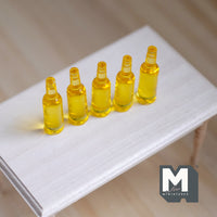 Dollhouse Miniature Beer Bottles 1:12 Scale Set of 5 , 1-3/8 inch tall (cast resin)