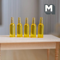 Dollhouse Miniature Beer Bottles 1:12 Scale Set of 5 , 1-3/8 inch tall (cast resin) - B032