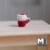 Miniature Christmas Hot Beverage 1:12 Scale Dollhouse Supplies Candy Drink with Cream Foam (non-drinkable) - E095