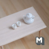 Miniature Teapot and Cups 1:12 Scale  Set of 3 (white) (plastic) - B023