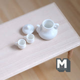 Miniature Teapot and Cups 1:12 Scale  Set of 3 (white) (plastic) - B023