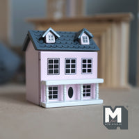 Dollhouse decoration miniature house with swing front wall and swing roof tiny house-in-a-house (light pink) - K021