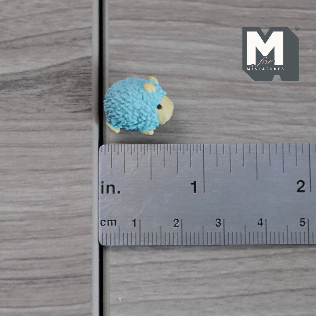 1:12 Scale Miniature Goat Figurine, Fluffy Coat, 11/16 inch long, DIY Dollhouse Supply (light blue)