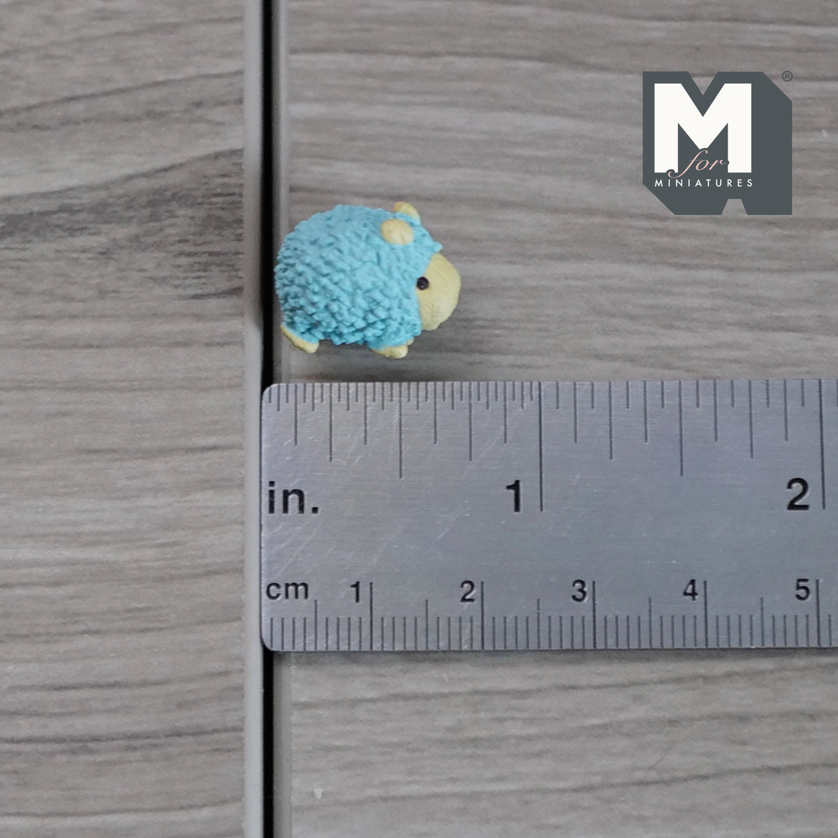 1:12 Scale Miniature Goat Figurine, Fluffy Coat, 11/16 inch long, DIY Dollhouse Supply (light blue)