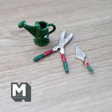 Dollhouse Garden Tools Watering Can Trowel Shears Set of 3 1:12 Scale Miniature (shear is fixed) - F093