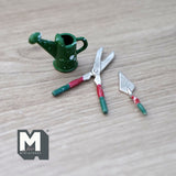 Dollhouse Supplies Garden Tools Watering Can Trowel Shears Set of 3 1:12 Scale Miniature (shear is fixed) - F093